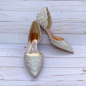 Rhinestone Pointed Toe Kitten Heels Wedding Shoes